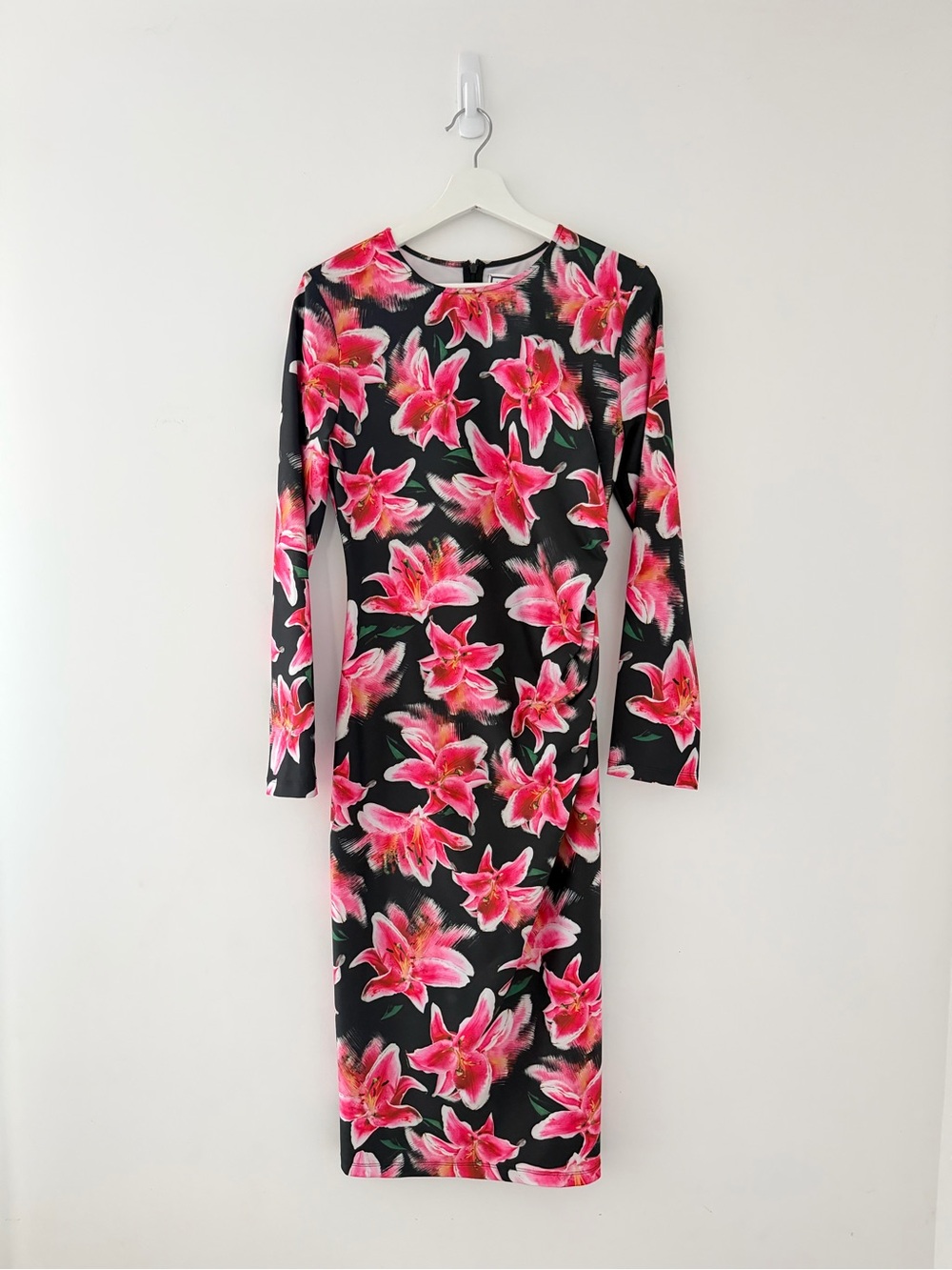 Jonathan Cohen Black Long Sleeve Dress with Pink Floral Print